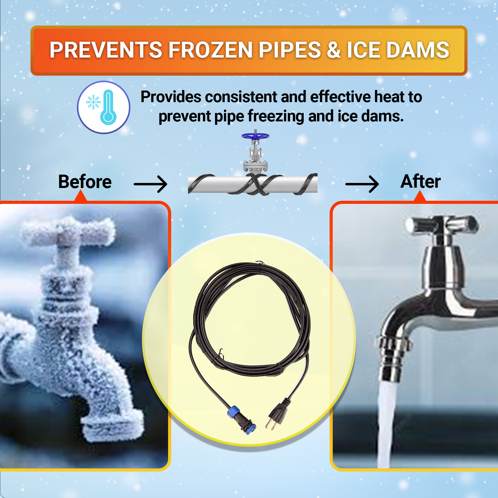 Pipewarmers Expandable Heat Wire